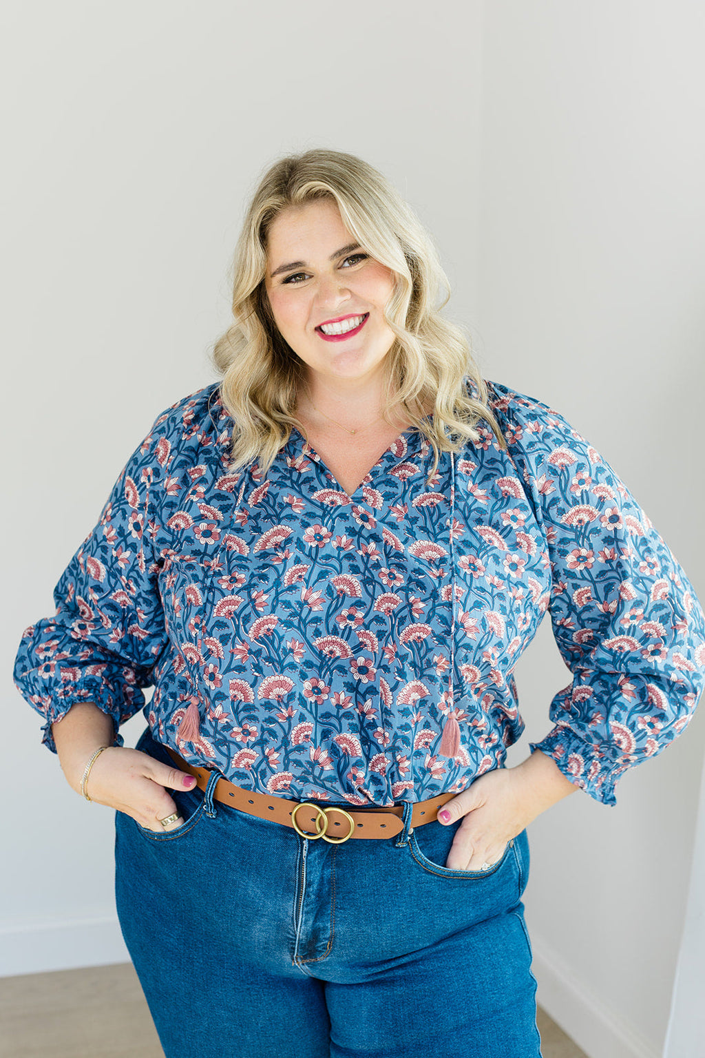 The Jess Top in Indigo Bloom