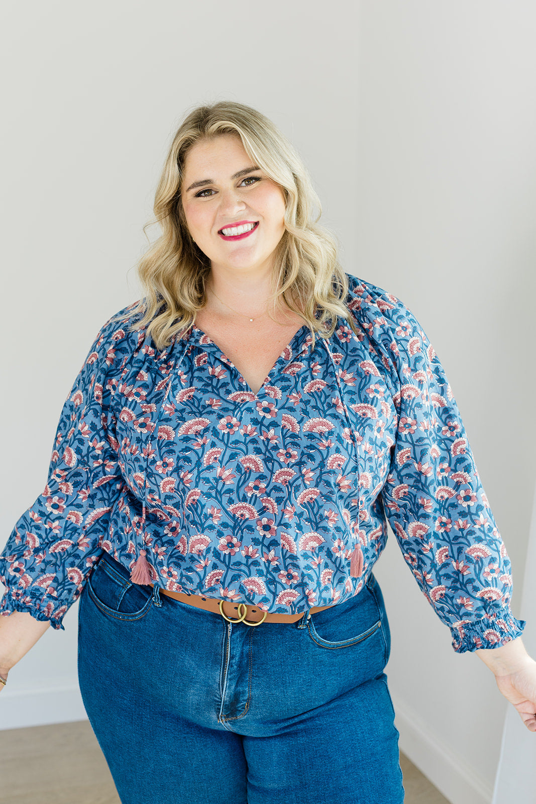 The Jess Top in Indigo Bloom