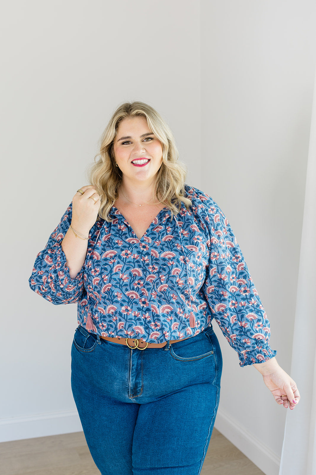 The Jess Top in Indigo Bloom