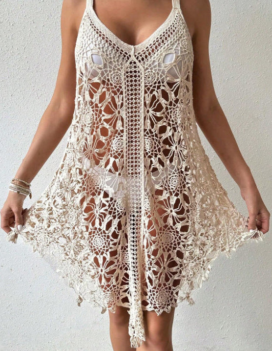 Fashionable Crochet Hollow-Out Beach Dress For Women