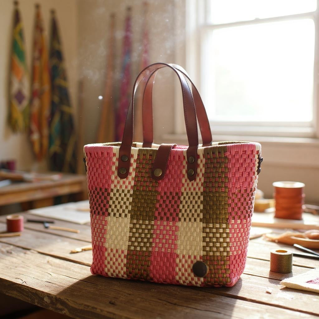 Coral & Gold Handwoven Purse by MexiMexi