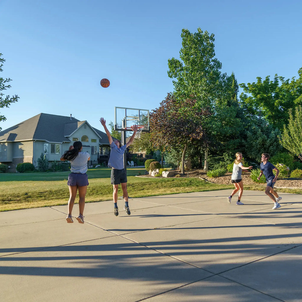 Lifetime Crank Adjust Bolt Down Basketball Hoop (54-Inch Tempered Glass)