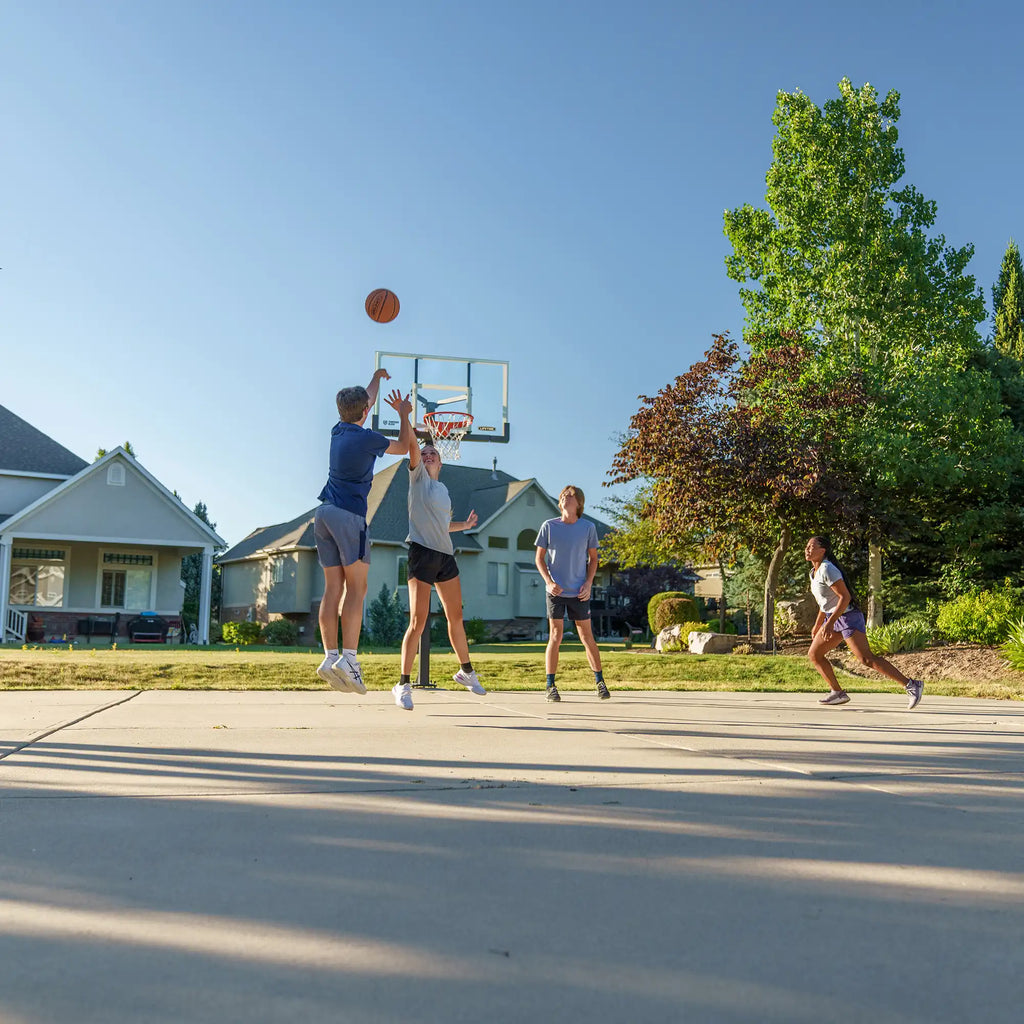 Lifetime Crank Adjust Bolt Down Basketball Hoop (54-Inch Tempered Glass)