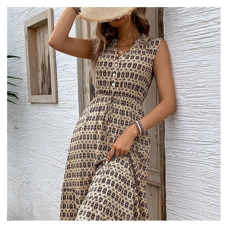 Elegant V-Neck Sleeveless Maxi Dress