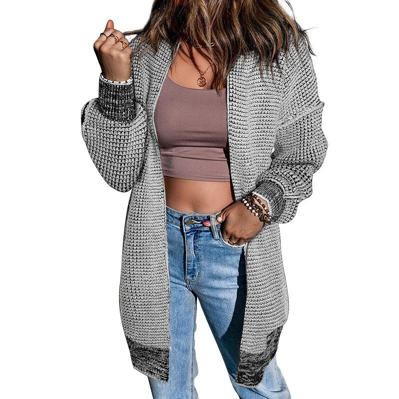 Oversized Solid Color Long Knit Sweater With Fleece Lining