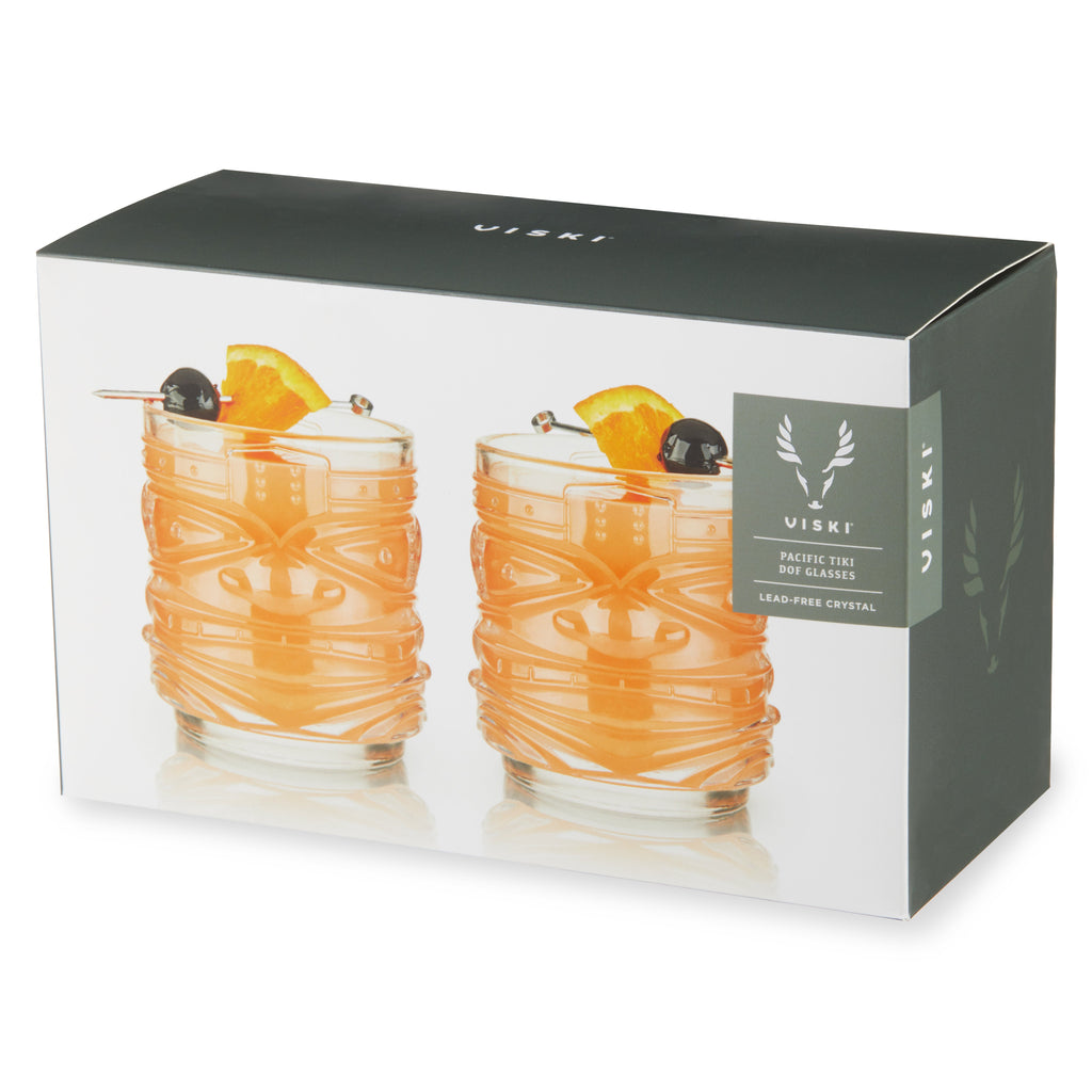 Pacific Crystal Tiki DOF Tumblers Set of 2
