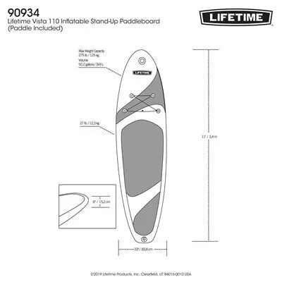 Lifetime Vista 110 Inflatable Stand-Up Paddleboard (Paddle Included)