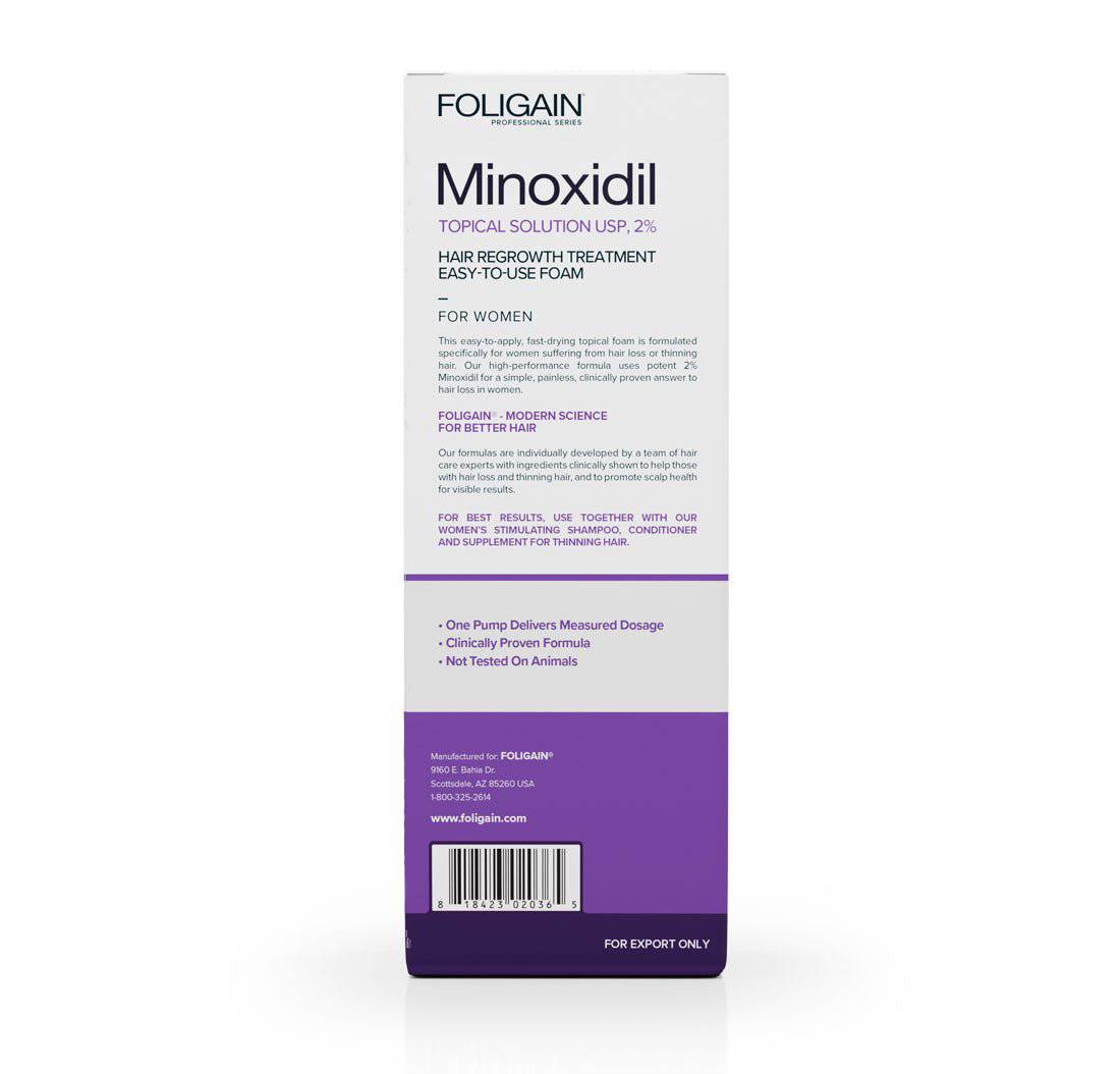 FOLIGAIN Minoxidil 2% Hair Regrowth Foam For Women 3 Month Supply