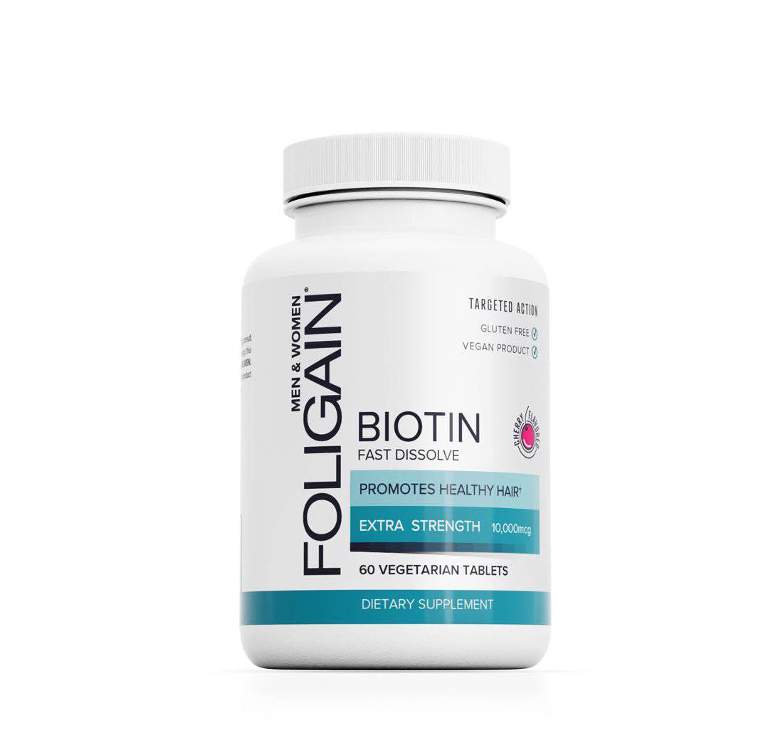 FOLIGAIN Biotin Supplement For Healthier-Looking Hair (Fast Dissolve) 60 Tablets