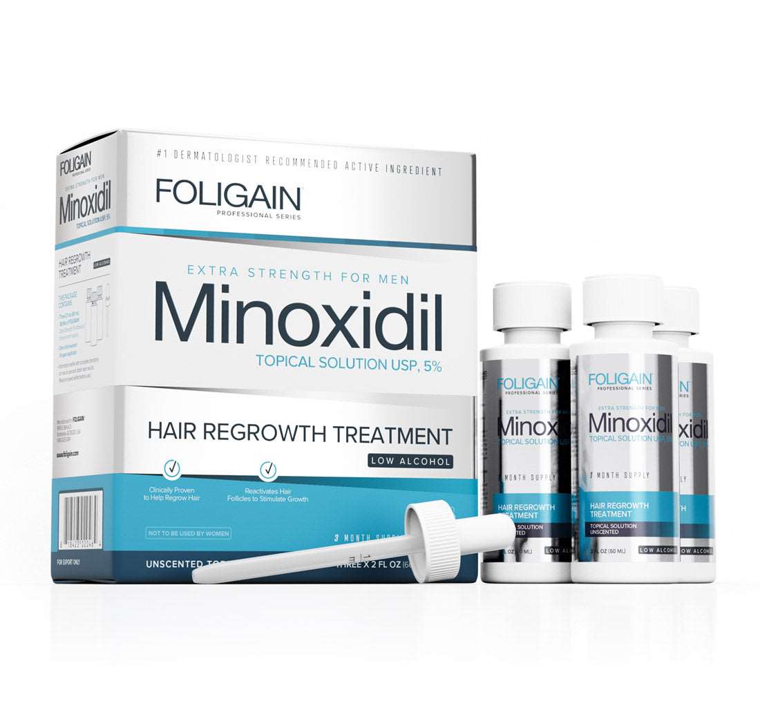 FOLIGAIN Low Alcohol Minoxidil 5% Hair Regrowth Treatment For Men 3 Month Supply