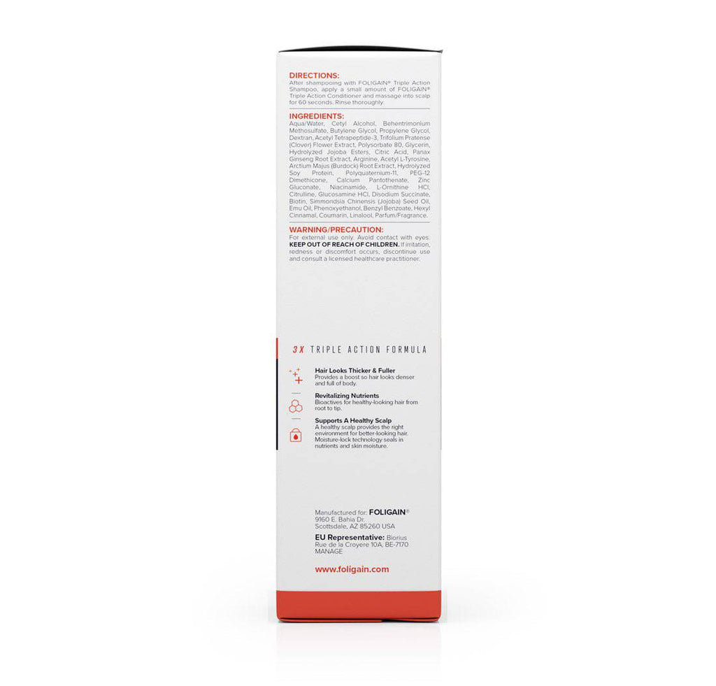 FOLIGAIN Triple Action Conditioner For Thinning Hair For Men with 2% TRIOXIDIL®