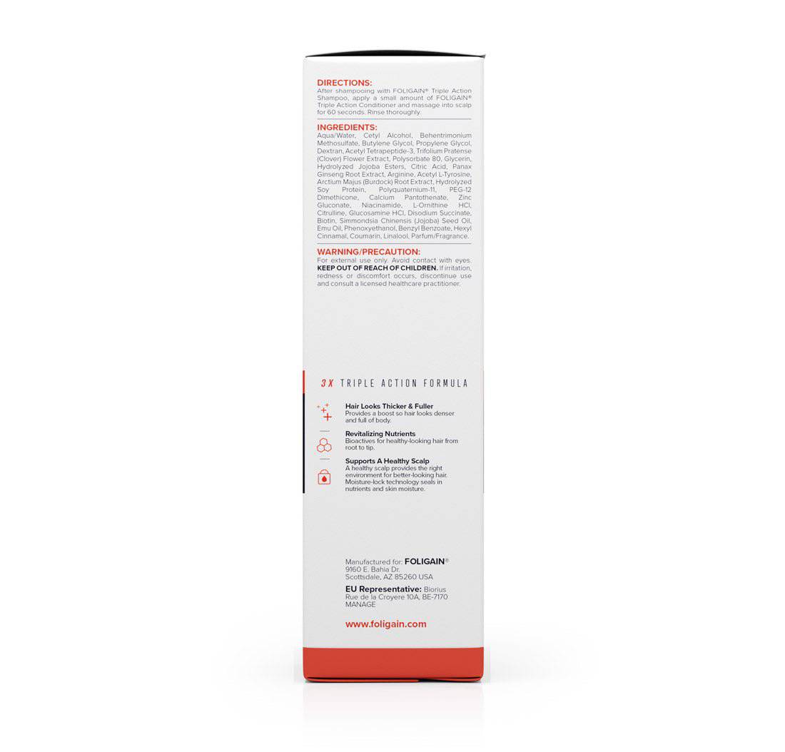FOLIGAIN Triple Action Conditioner For Thinning Hair For Men with 2% TRIOXIDIL®