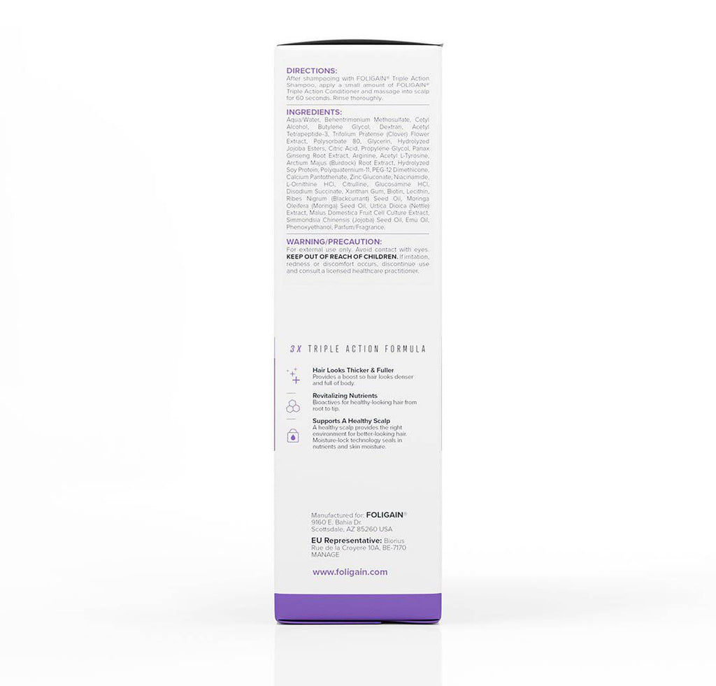 FOLIGAIN Triple Action Conditioner For Thinning Hair For Women with 2% TRIOXIDIL®