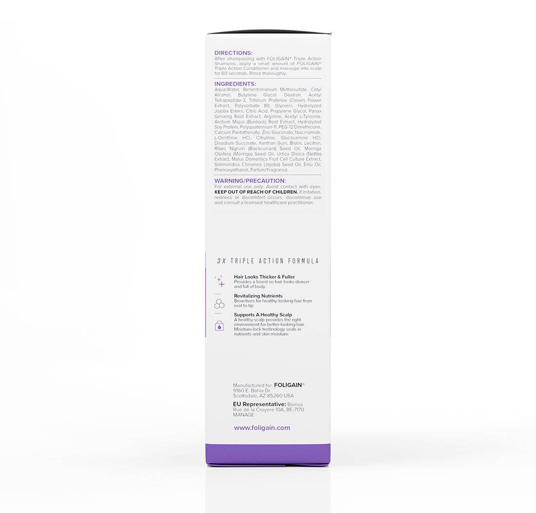 FOLIGAIN Triple Action Conditioner For Thinning Hair For Women with 2% TRIOXIDIL®