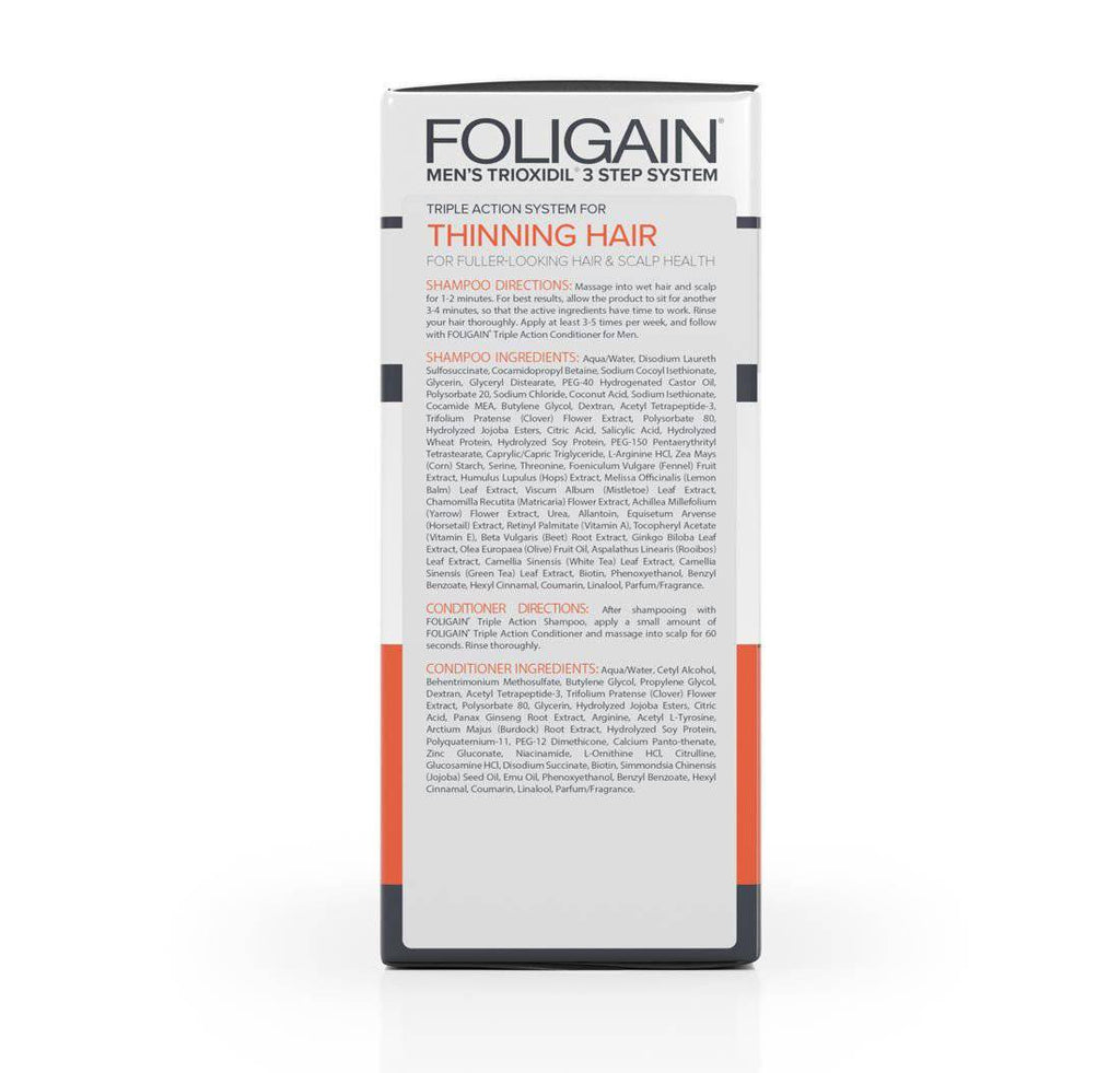 FOLIGAIN Triple Action Hair Care System For Men 3 Piece Trial Set