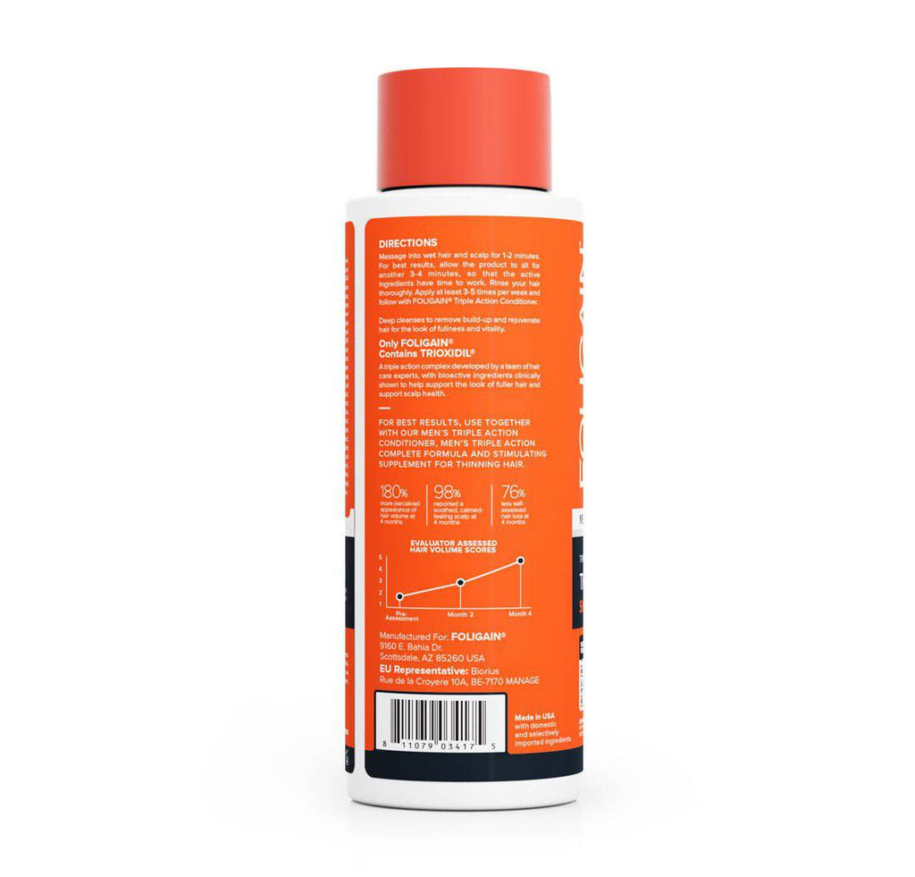 FOLIGAIN Triple Action Shampoo For Thinning Hair For Men with 2% TRIOXIDIL® 473ml