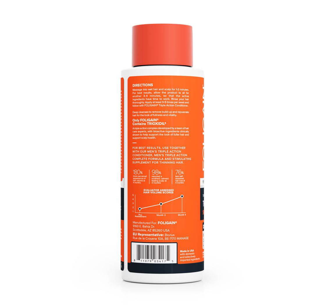 FOLIGAIN Triple Action Shampoo For Thinning Hair For Men with 2% TRIOXIDIL® 473ml