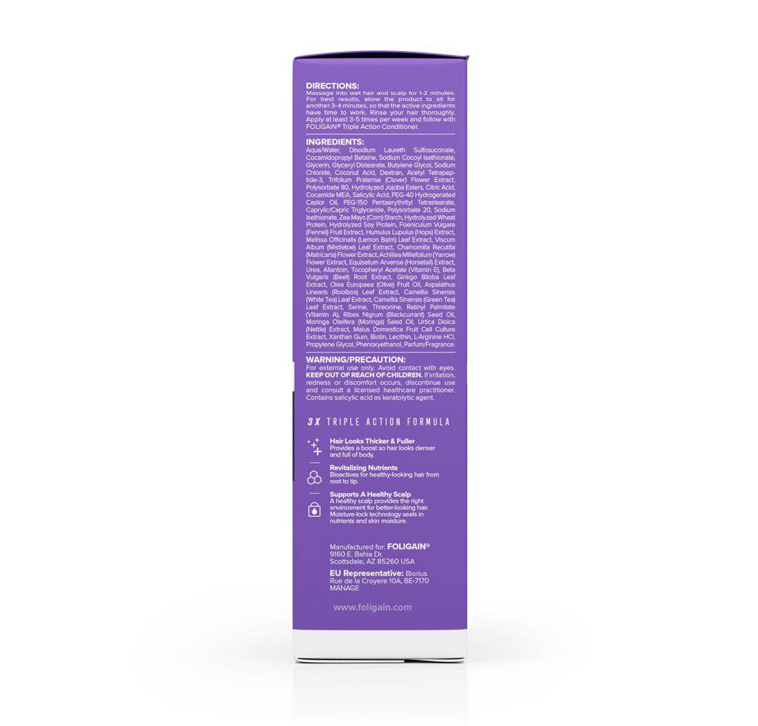 FOLIGAIN Triple Action Shampoo For Thinning Hair For Women with 2% TRIOXIDIL®