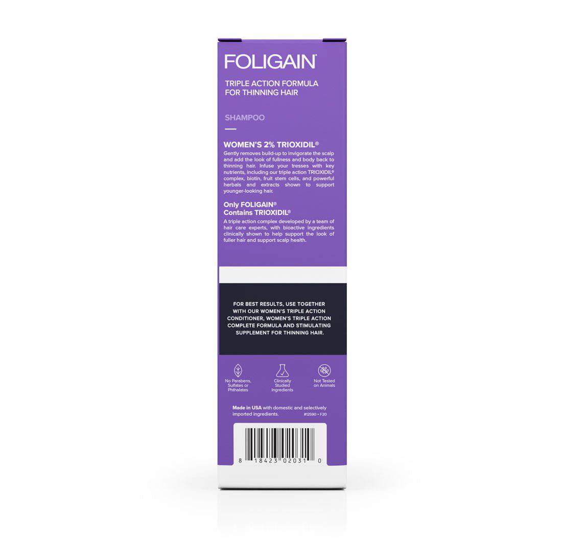 FOLIGAIN Triple Action Shampoo For Thinning Hair For Women with 2% TRIOXIDIL®