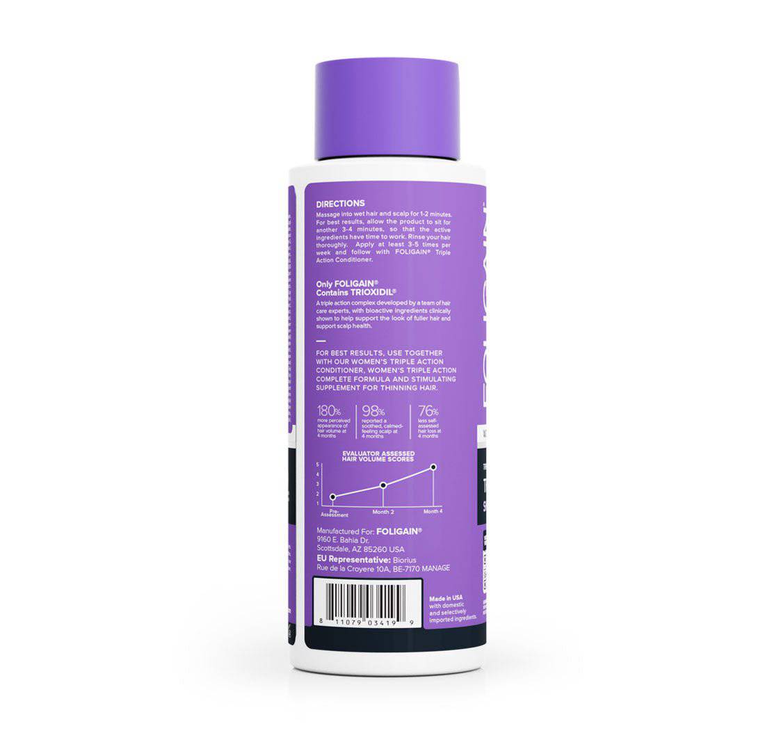 FOLIGAIN Triple Action Shampoo For Thinning Hair For Women with 2% TRIOXIDIL® 473ml