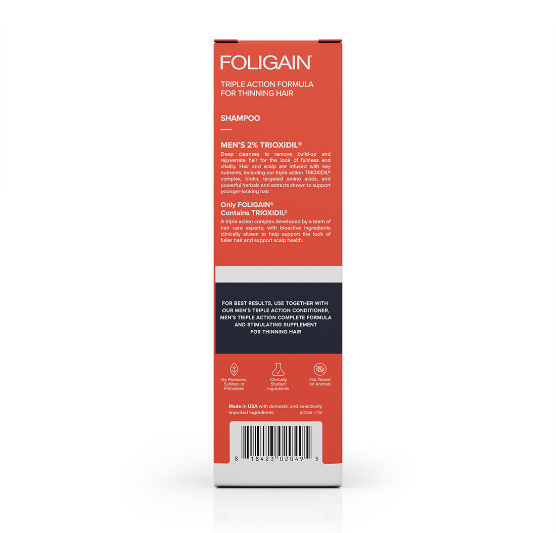 FOLIGAIN Triple Action Shampoo For Thinning Hair For Men with 2% TRIOXIDIL®