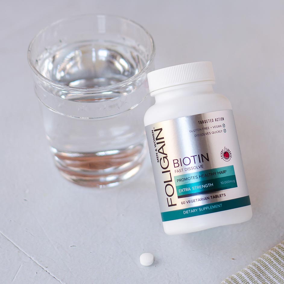 FOLIGAIN Biotin Supplement For Healthier-Looking Hair (Fast Dissolve) 60 Tablets