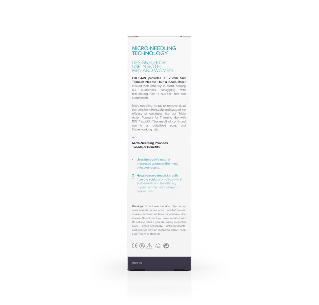 FOLIGAIN Hair & Scalp Roller with 540 Titanium 0.25 mm Needles