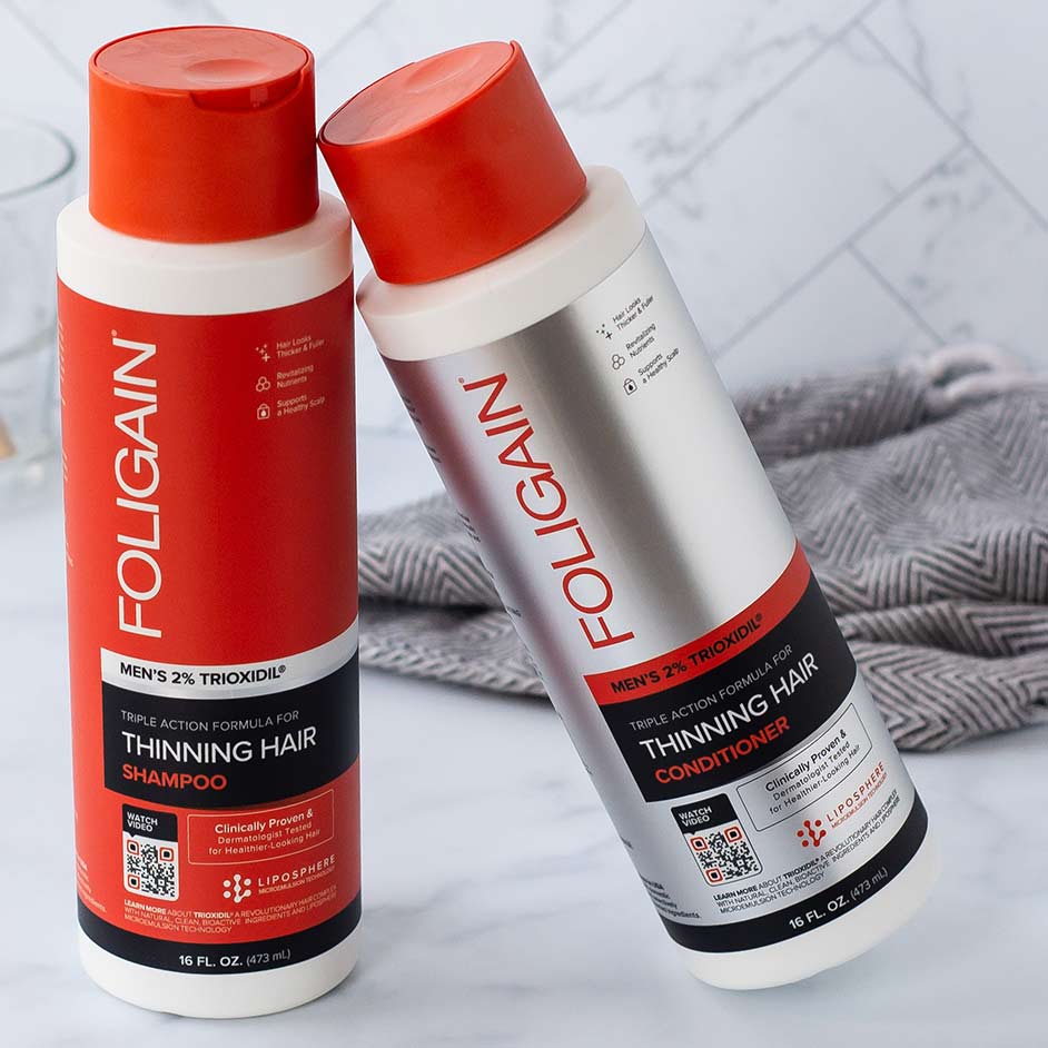 FOLIGAIN Triple Action Conditioner For Thinning Hair For Men with 2% TRIOXIDIL® 473ml