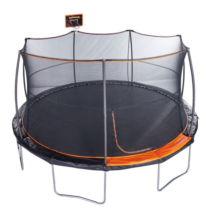 JumpKing 15' Trampoline - Outdoor/Indoor Recreational Trampoline with Basketball Hoop and Enclosure Net