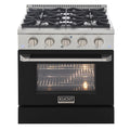 Kucht 30" Gas Range in Stainless Steel, Black Oven Door, KNG301-K