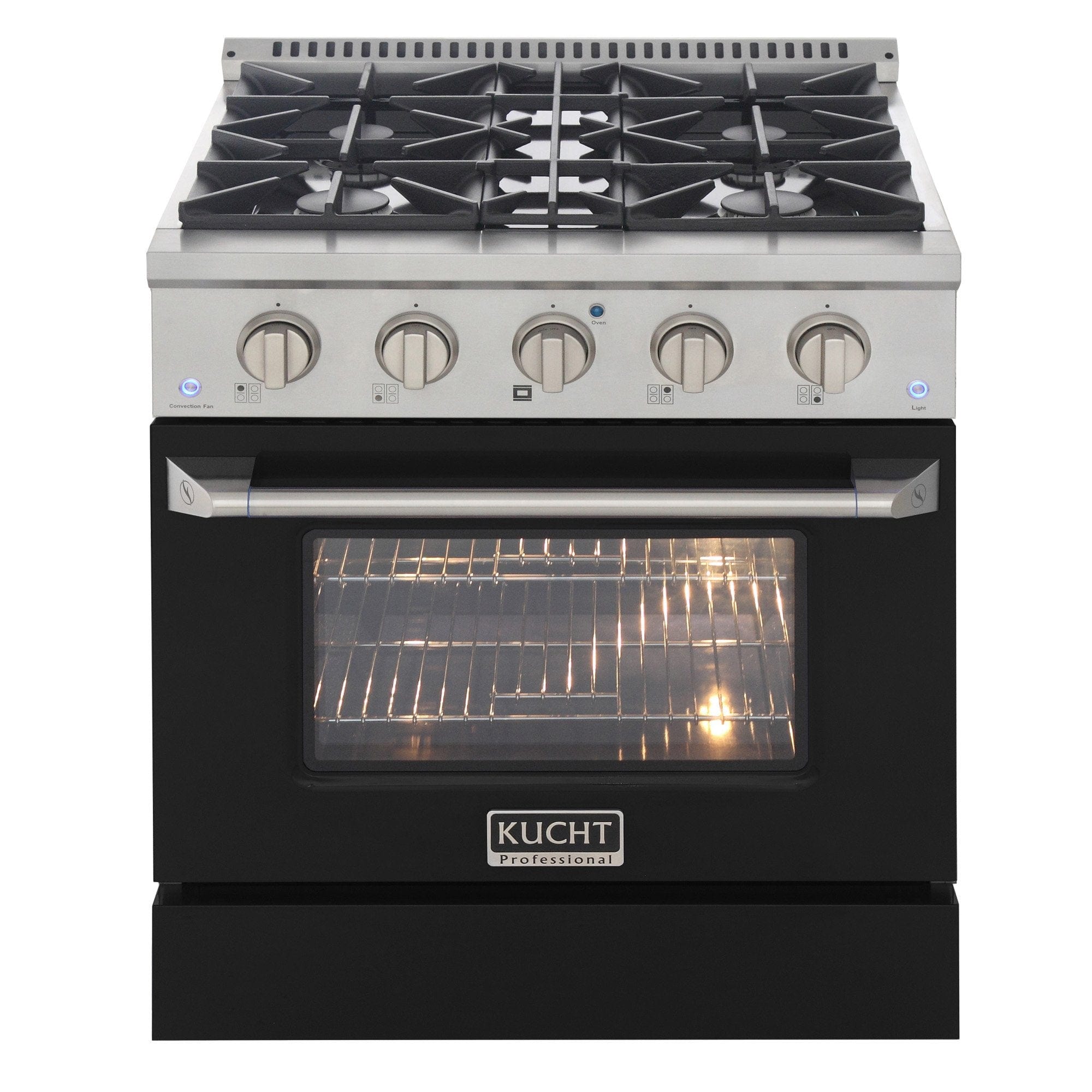 Kucht 30" Gas Range in Stainless Steel, Black Oven Door, KNG301-K