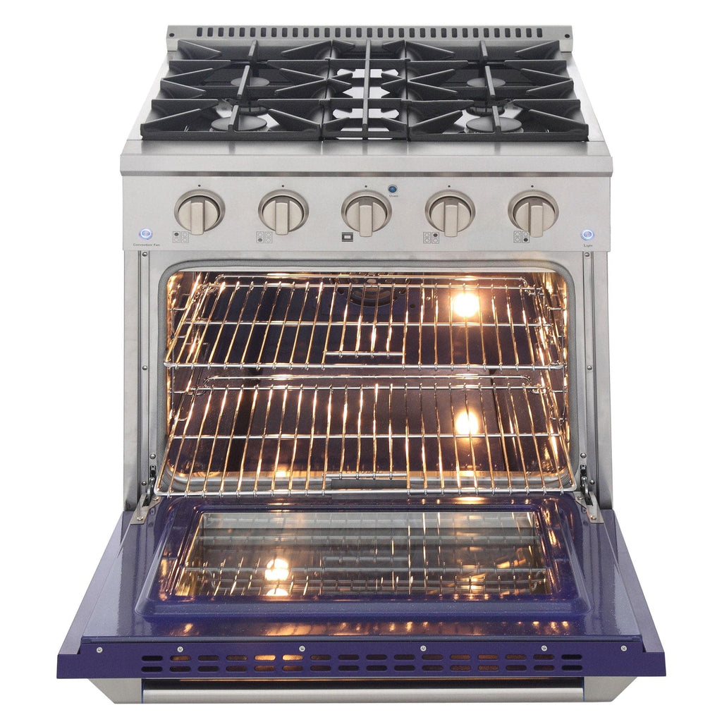 Kucht 30" Gas Range in Stainless Steel with Blue Oven Door, KNG301-B