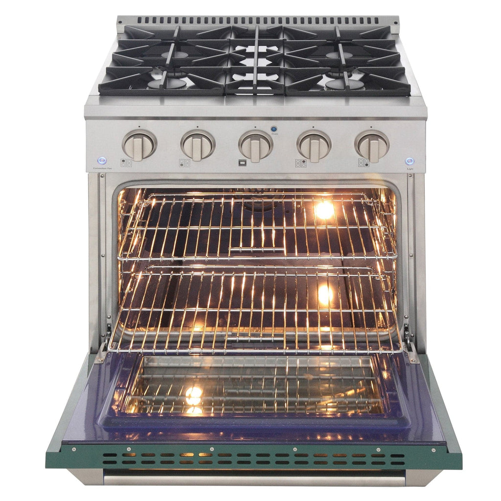 Kucht 30" Propane Range, Stainless Steel, Green Oven Door, KNG301/LP-G