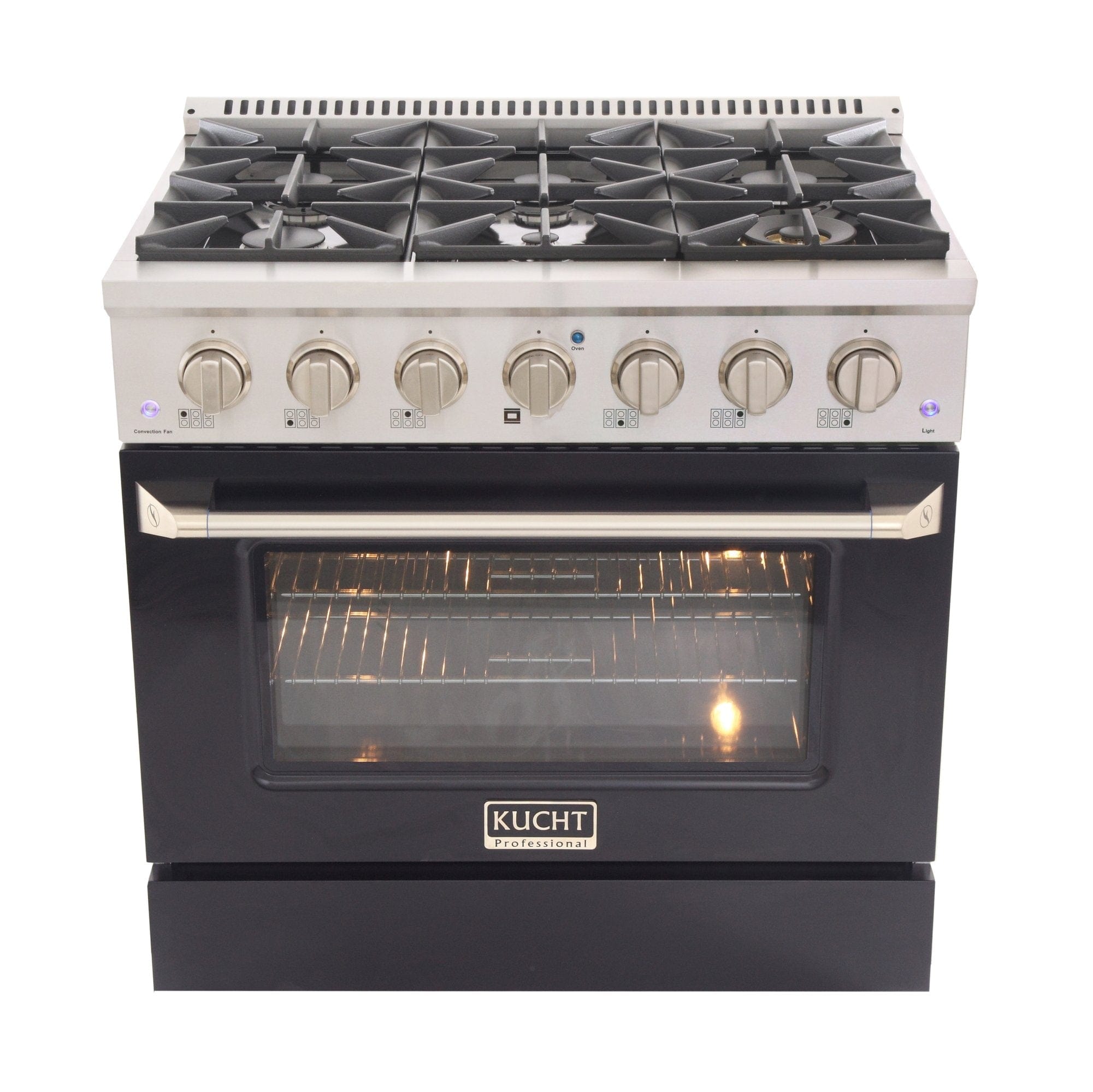 Kucht 36" Gas Range, Stainless Steel with Black Door, KNG361-K