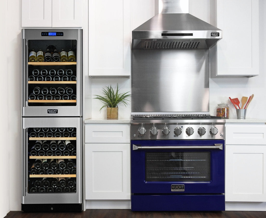 Kucht 36" Gas Range, Stainless Steel with Blue Oven Door, KNG361-B