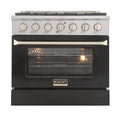 Kucht 36" Propane Range in Stainless Steel, Black Door, KNG361/LP-K