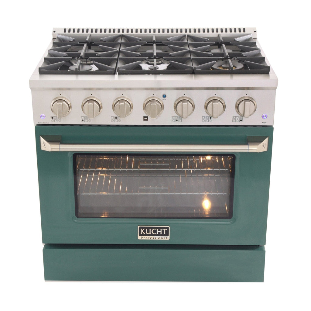 Kucht 36" Propane Range, in Stainless Steel, Green Door, KNG361/LP-G