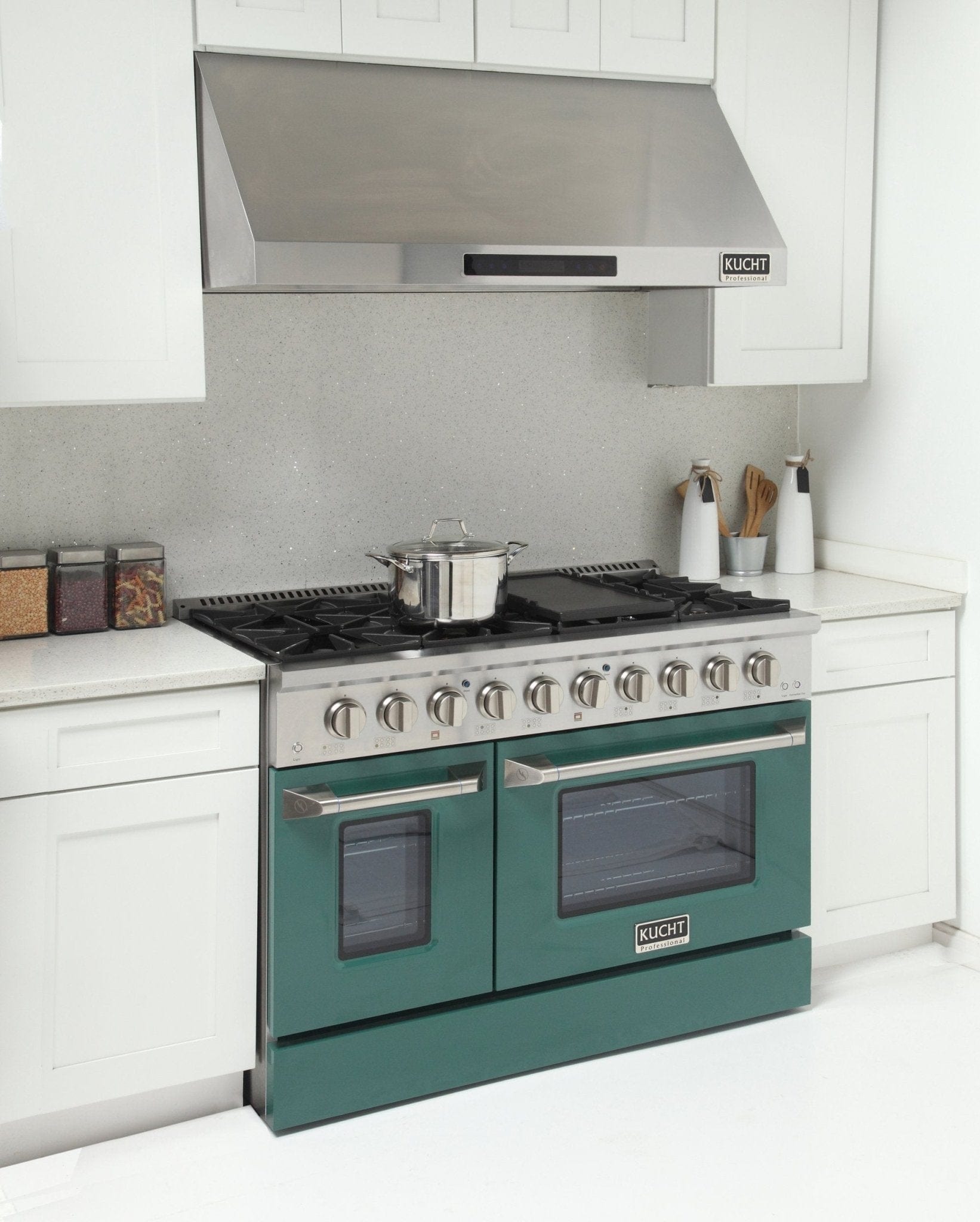Kucht 48" Propane Range in Stainless Steel, Green Doors, KNG481/LP-G
