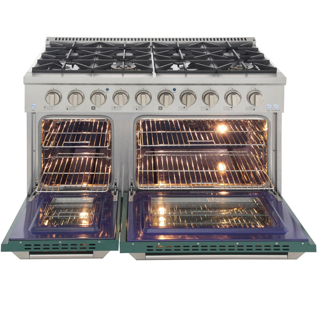 Kucht 48" Propane Range in Stainless Steel, Green Doors, KNG481/LP-G