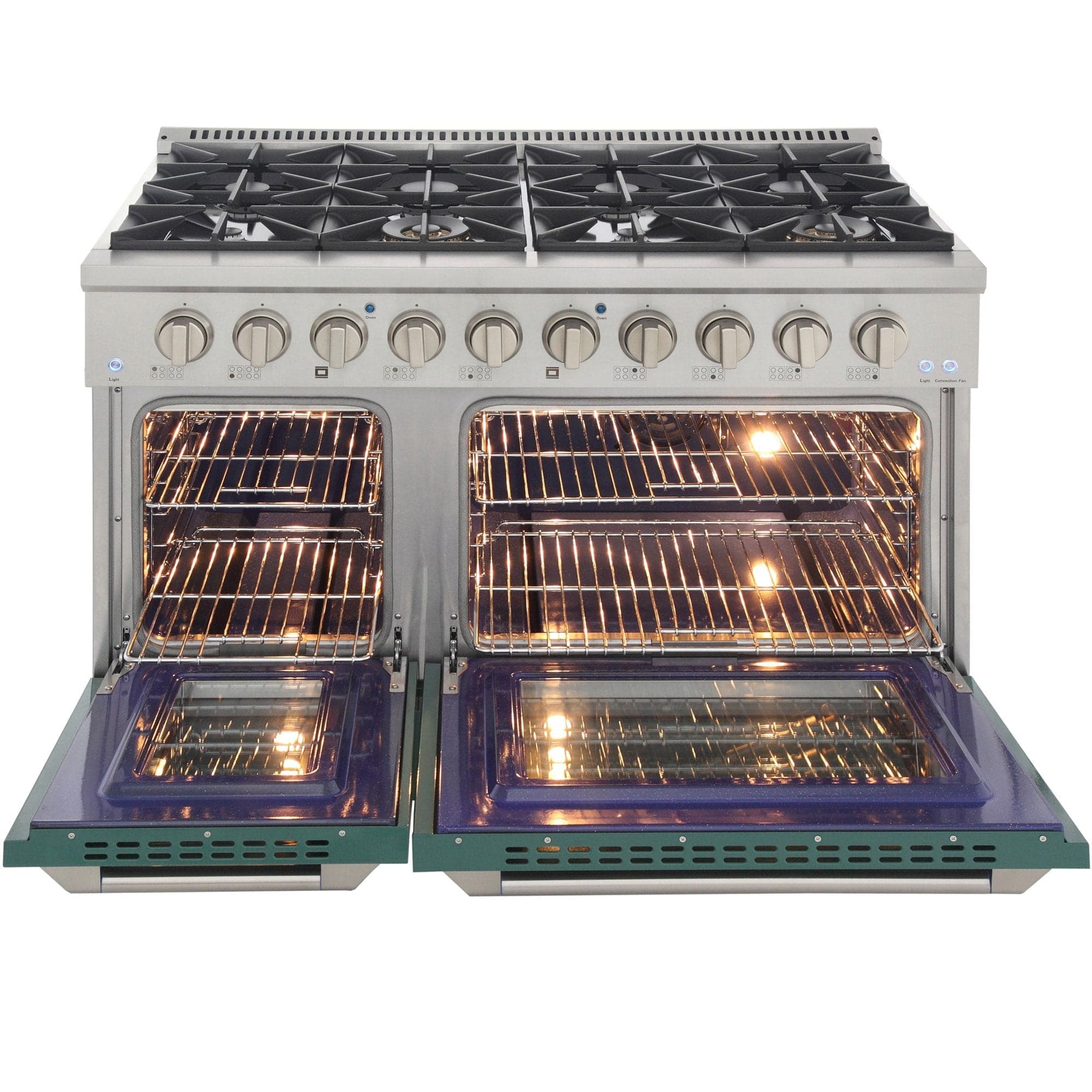 Kucht 48" Propane Range in Stainless Steel, Green Doors, KNG481/LP-G