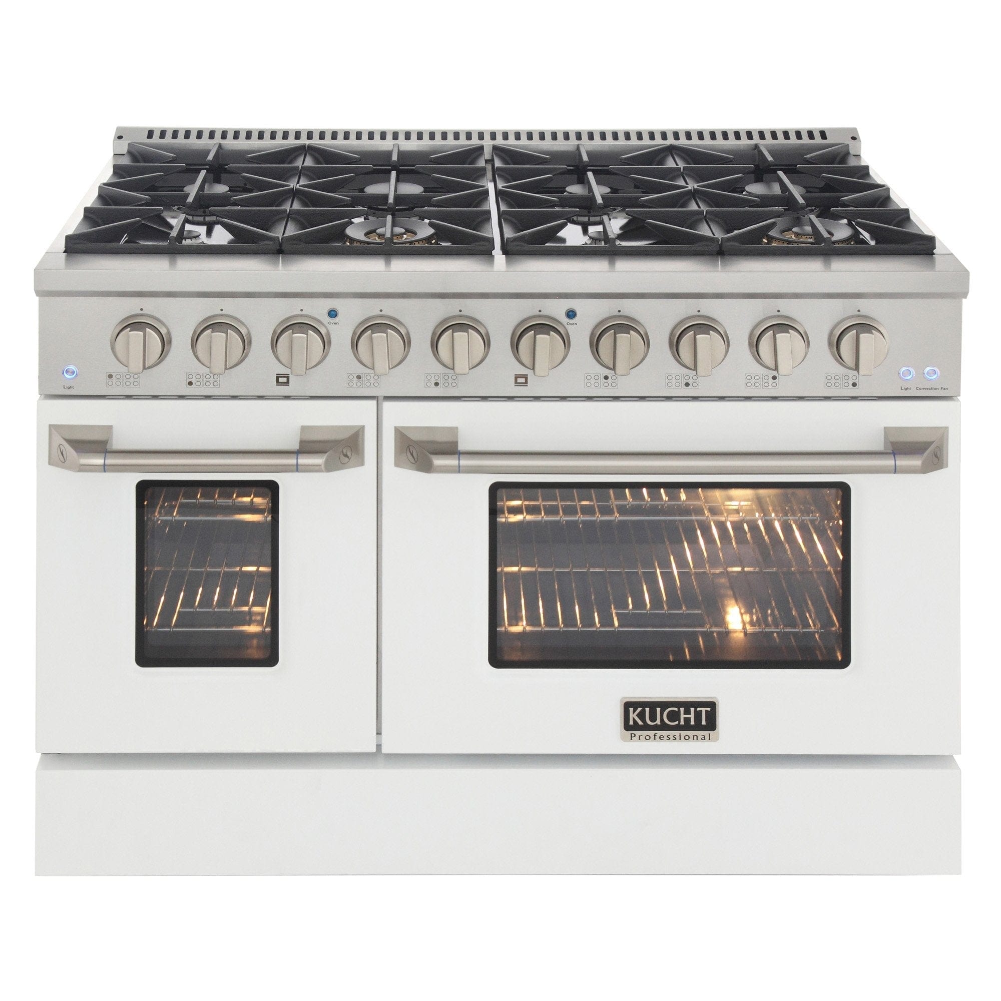 Kucht 48" Propane Range in Stainless Steel, White Doors, KNG481/LP-W