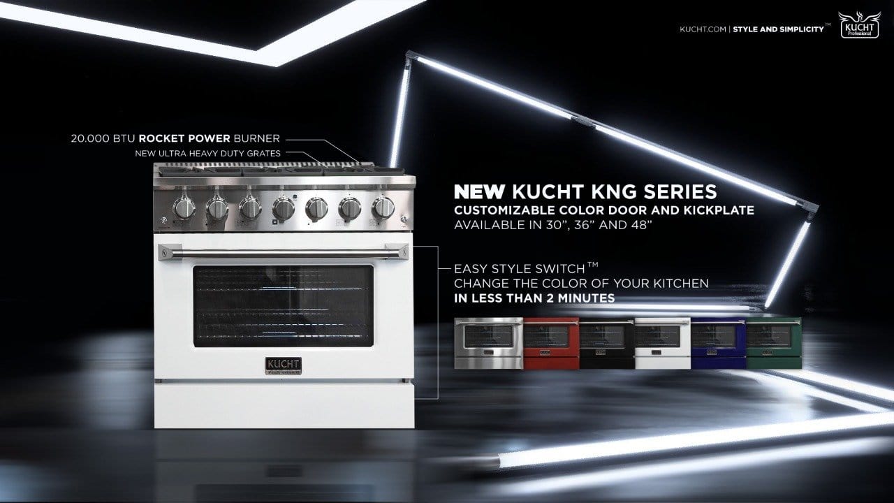 Kucht 48" Propane Range in Stainless Steel, White Doors, KNG481/LP-W