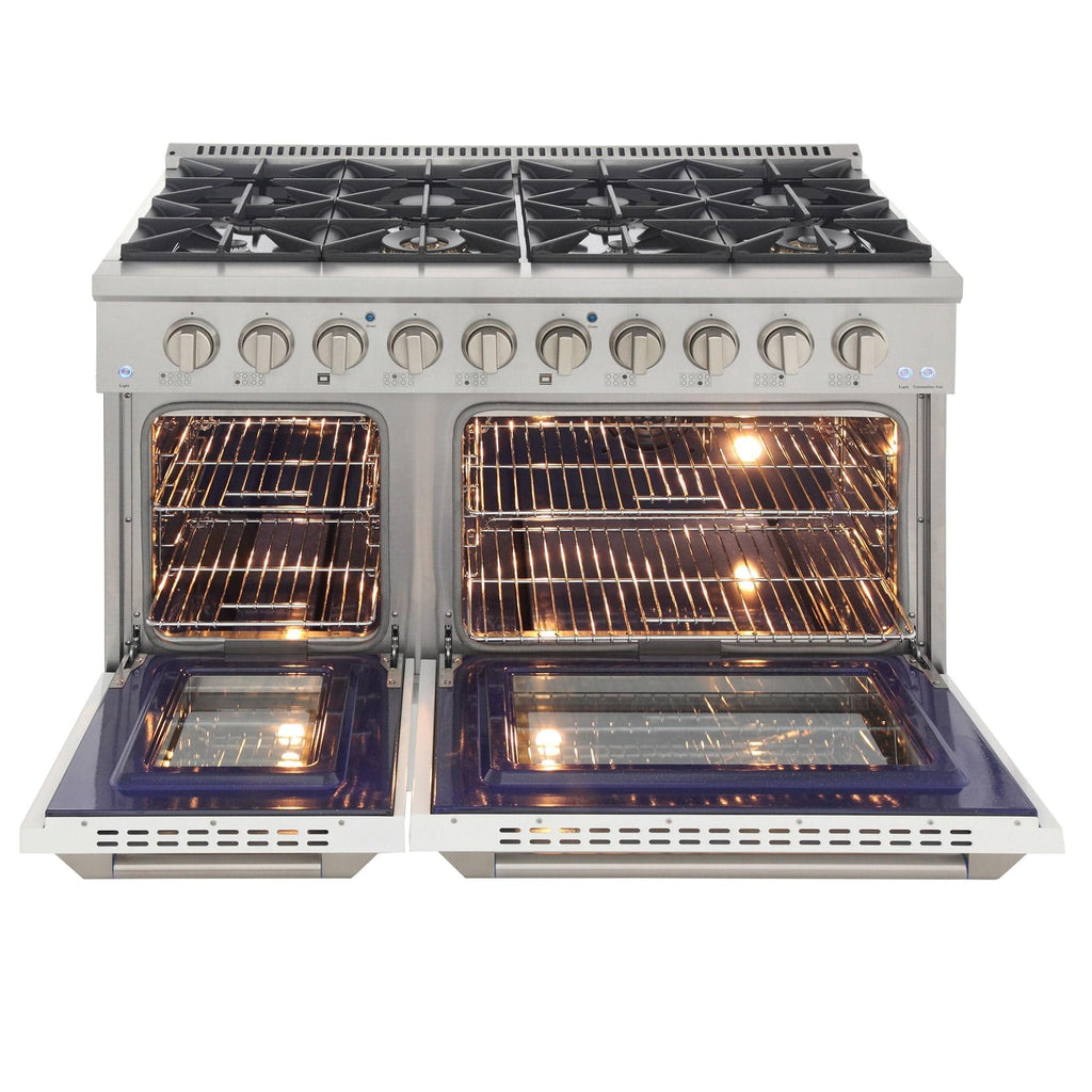 Kucht 48" Propane Range in Stainless Steel, White Doors, KNG481/LP-W