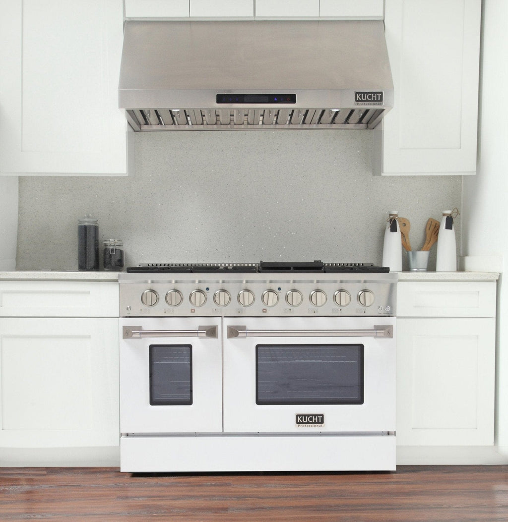 Kucht 48" Propane Range in Stainless Steel, White Doors, KNG481/LP-W