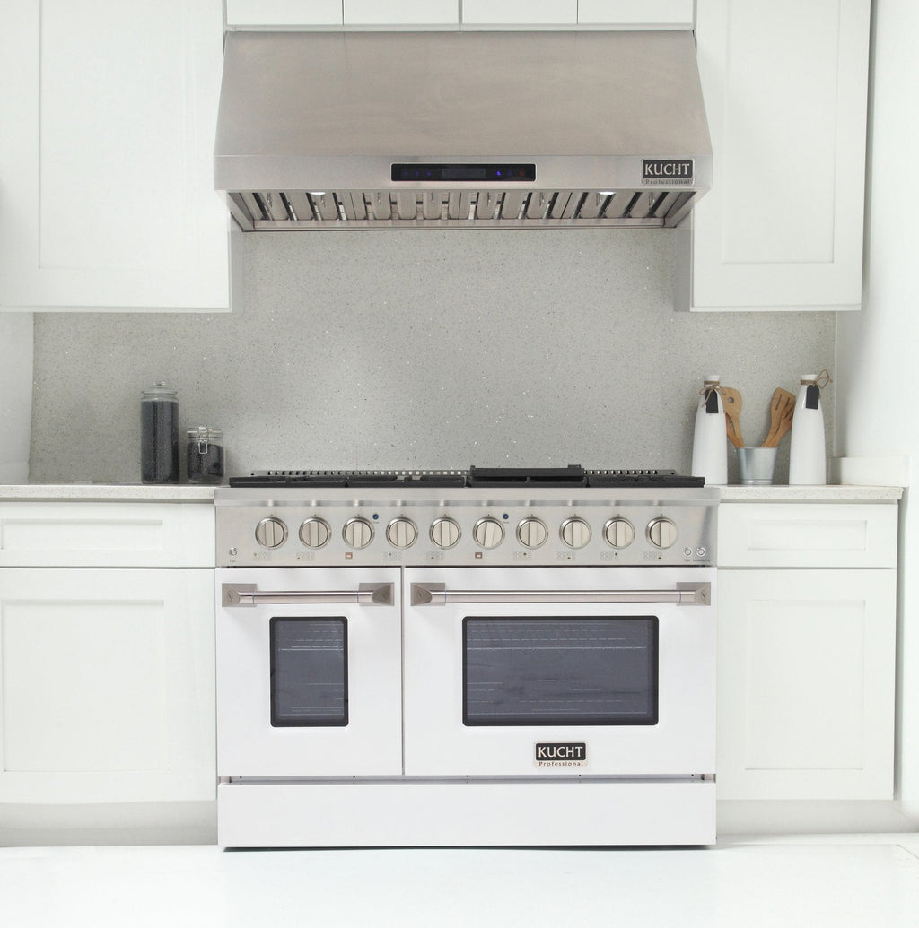 Kucht 48" Propane Range in Stainless Steel, White Doors, KNG481/LP-W