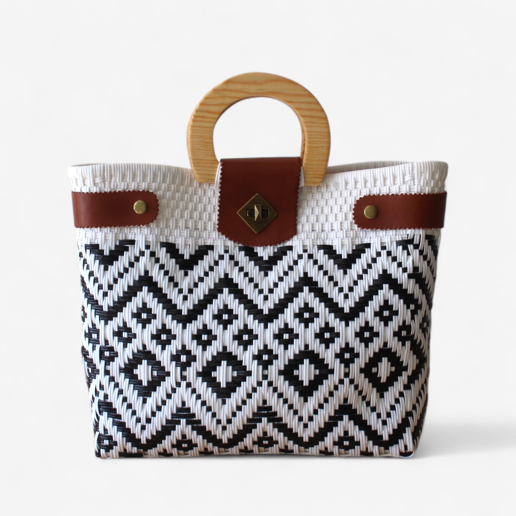 Black & White Geometric Handmade Tote Bag