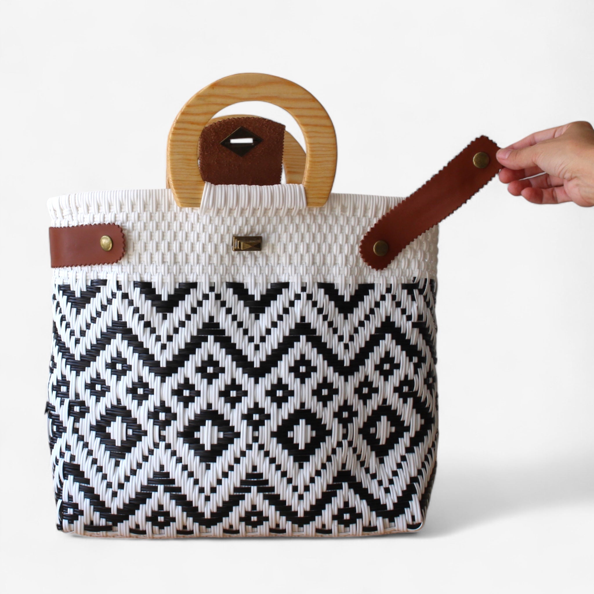 Black & White Geometric Handmade Tote Bag