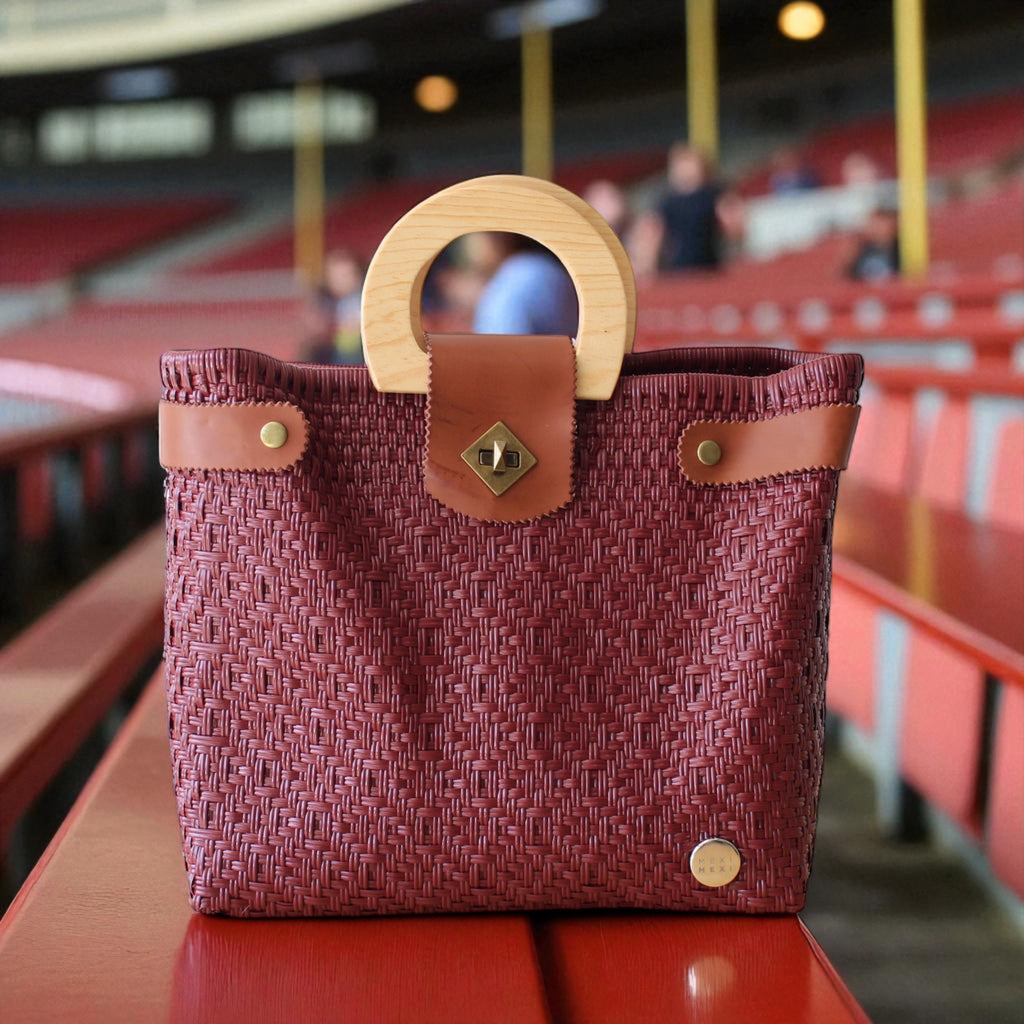 Burgundy Maroon Handwoven Tote Bag by MexiMexi