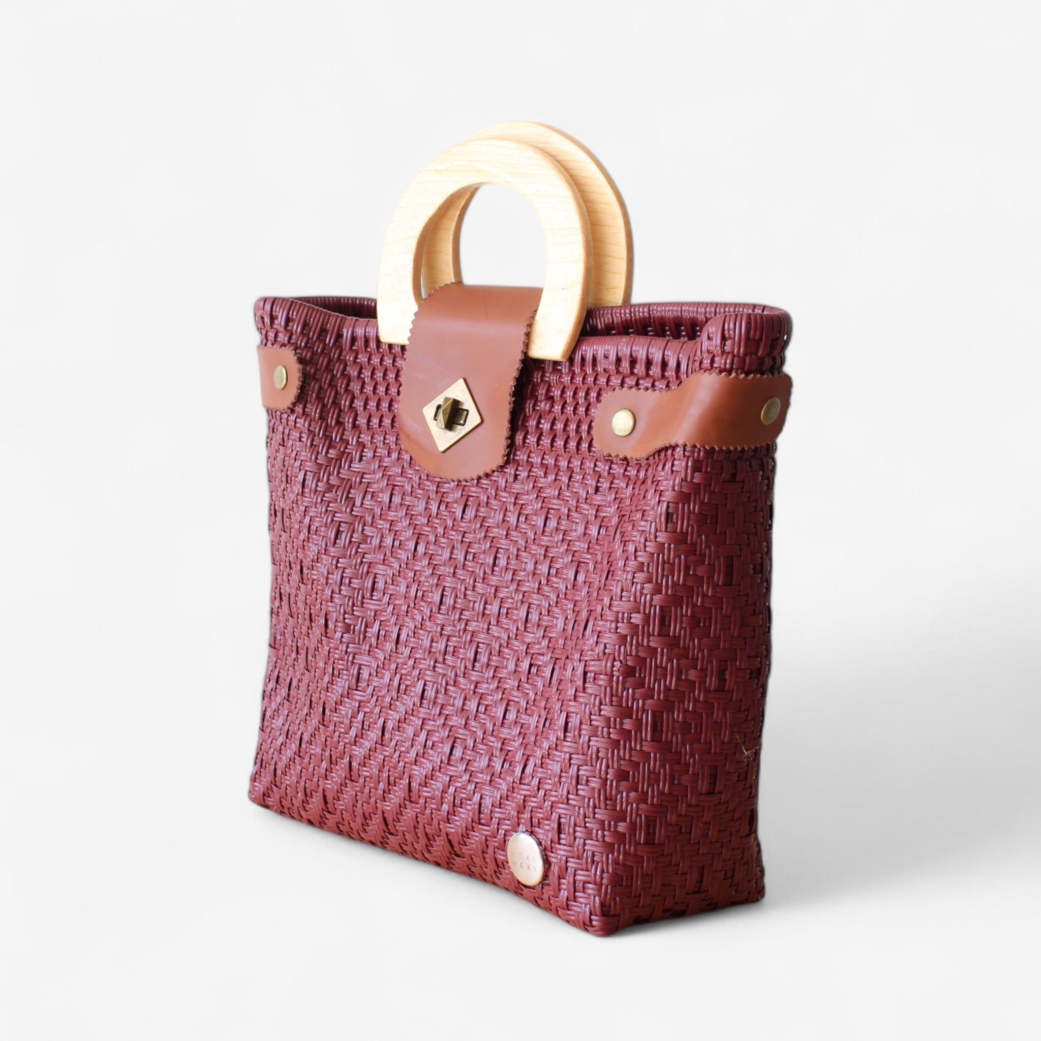 Burgundy Maroon Handwoven Tote Bag by MexiMexi