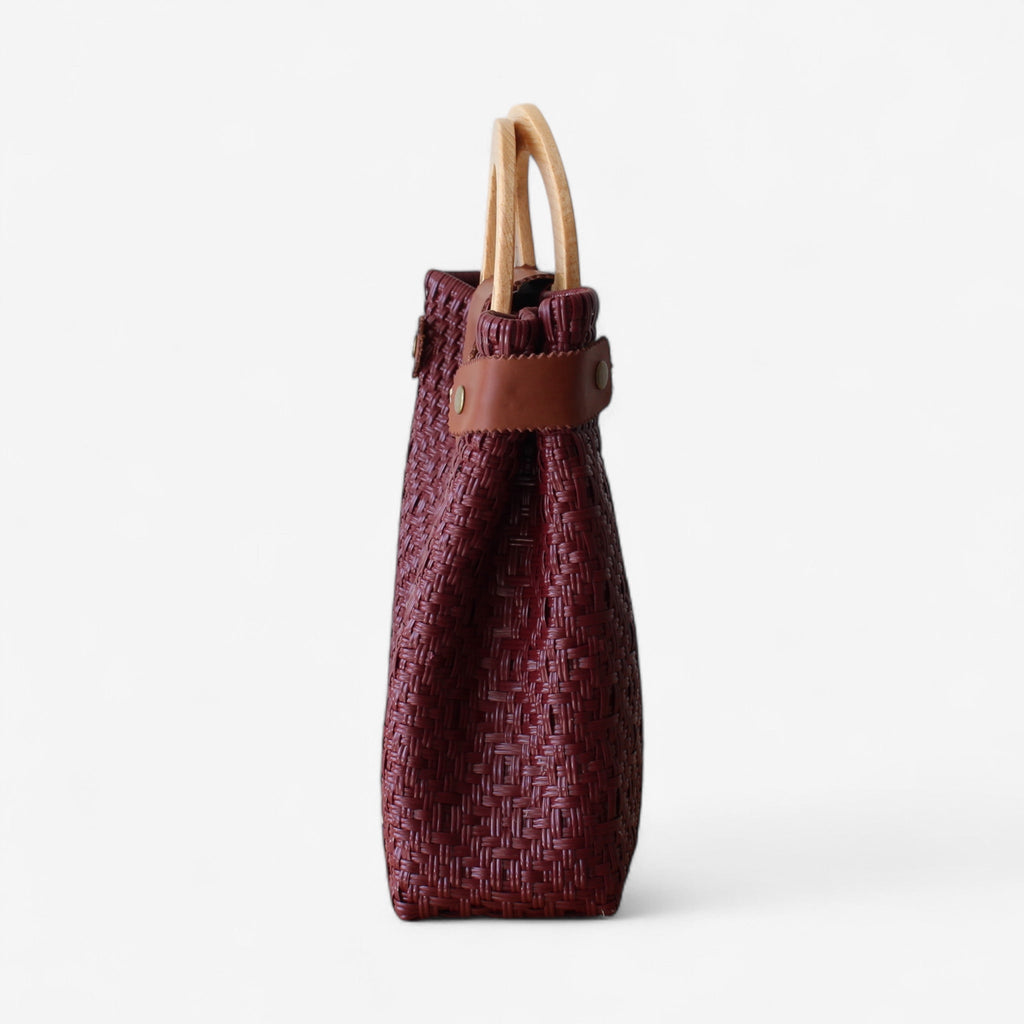 Burgundy Maroon Handwoven Tote Bag by MexiMexi